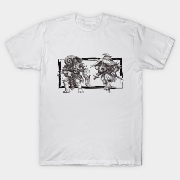 octopus army versus Cthulhu wall art T-Shirt by artbyst